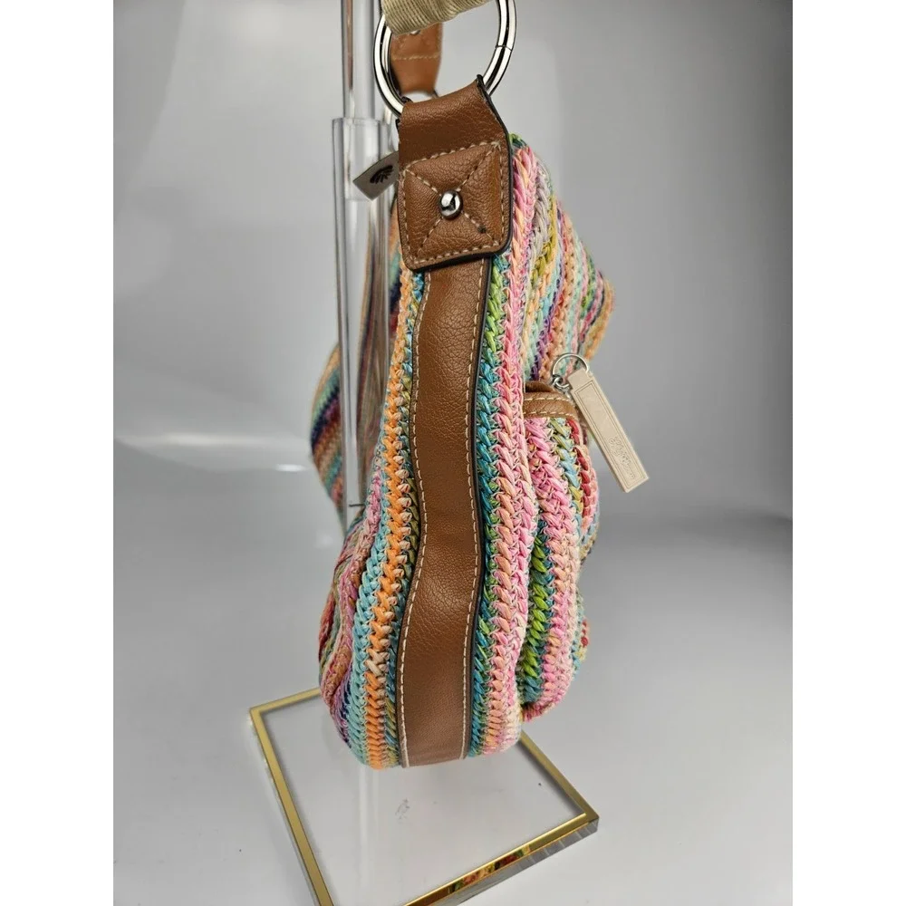 Lily‎ Bloom Multicolor Woven Hobo Crossbody Shoulder Bag Eco Fabric Zip Top